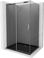 Mexen Omega cabine de douche coulissante 120 x 80 cm, graphite, chrome + receveur Flat, noir - 825-120-080-01-40-4070